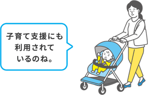 ベビーカーに乗った赤ちゃんとそれを押すお母さん